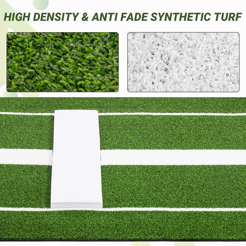 Neoaider Softball Pitching Mat with 30MM Thickened Picthing Mound, Non-Slip Backing, Anti-Fade Turf, 10x3 ft Pitching Mat for Indoor & Outdoor Use, Gift for Softball/Baseball Enthusiast, Green/Clay - Image 5